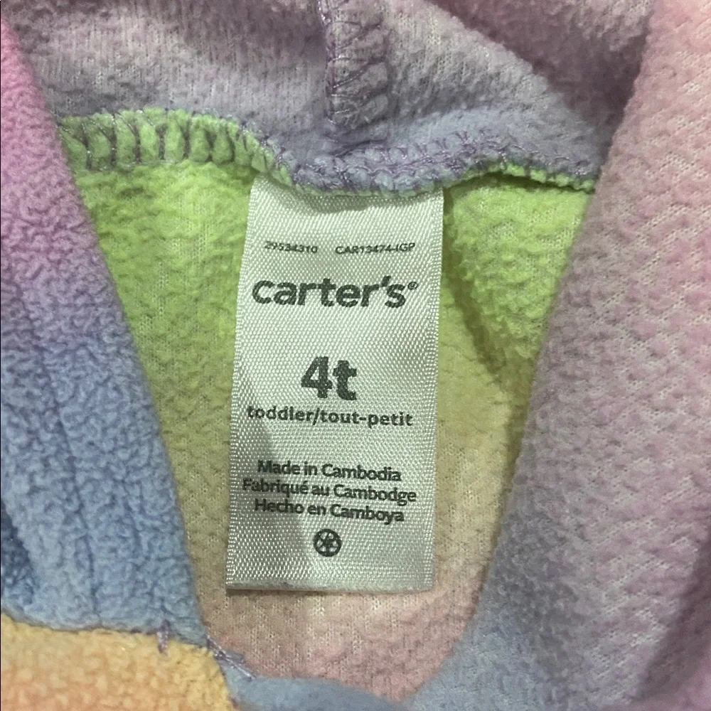 $1 - Carter's Pastel Rainbow Unicorn Hooded Pullover Sweatshirt
